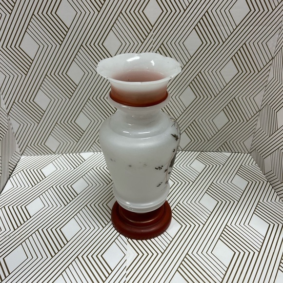 Antique Hand Blown Bristol Glass Vase Hand Painted - Picture 6 of 13